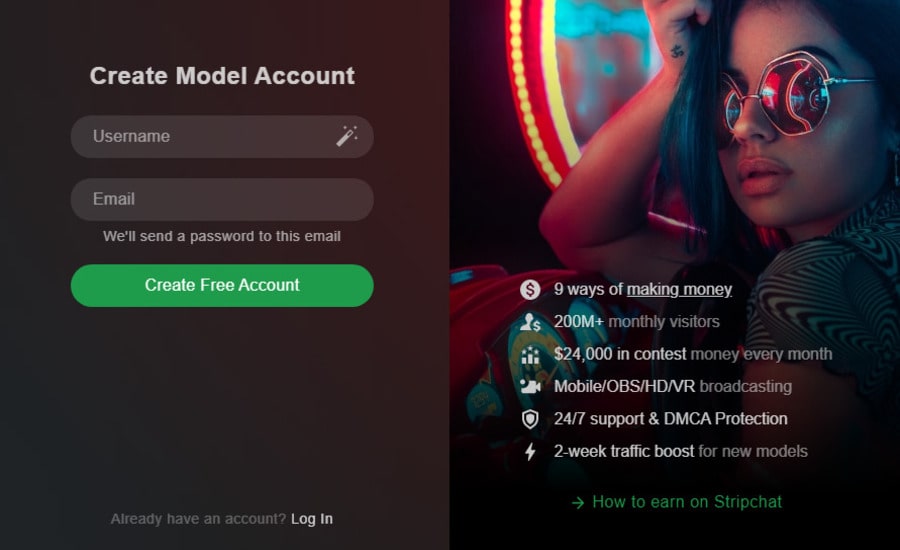 stripchat регистрация модели