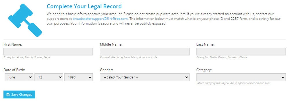 данные модели на flirt4free