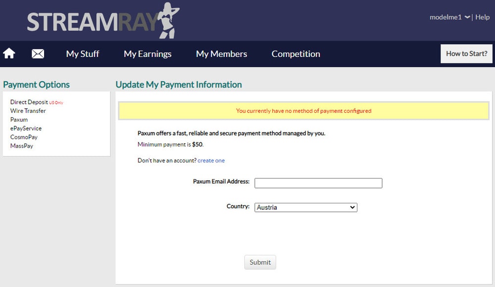 платежные реквизиты на streamray