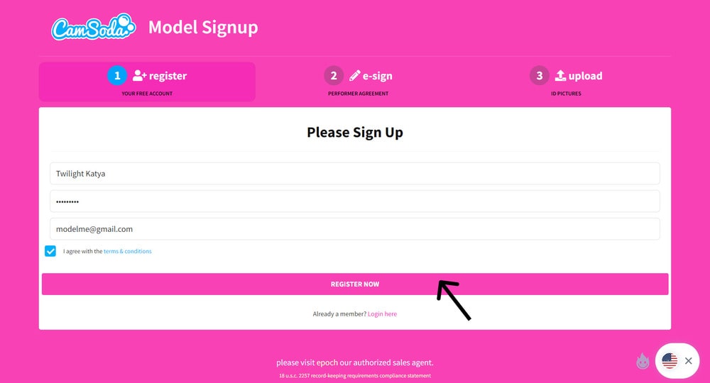 регистрация на сайте camsoda