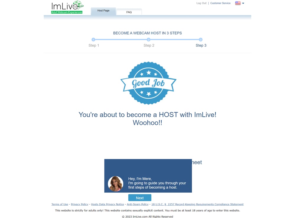 завершение регистрации на imlive