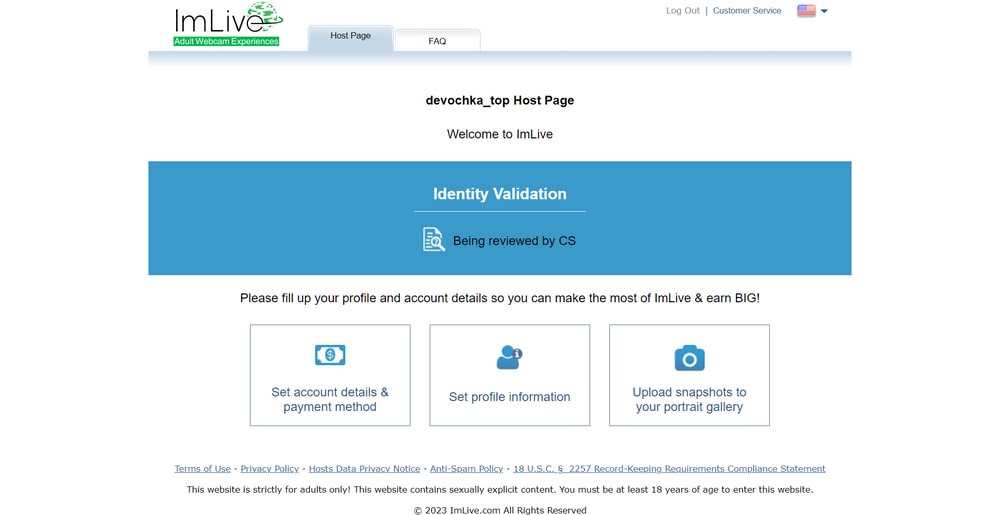 imlive заполнение информации профиля